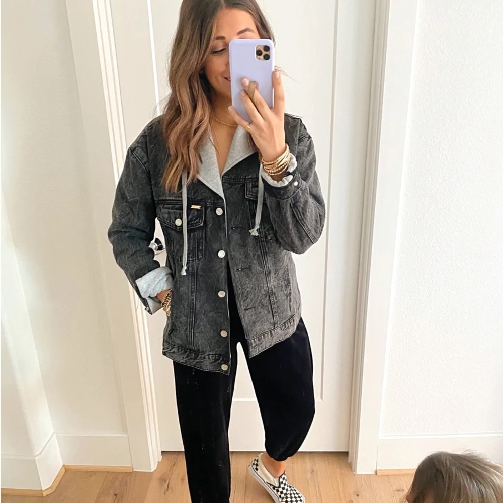 Detre Black Denim Sweatshirt Jacket size 3XL